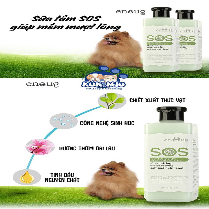 Sữa tắm SOS cho chó mèo giúp mềm mượt lông 530ml màu xanh lá, chính hãng