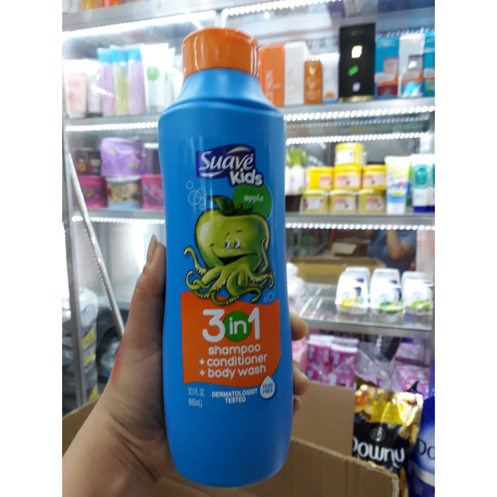 Sữa tắm gội 3 trong 1 trẻ em Suave Kids Hương táo - 665ml, Mỹ