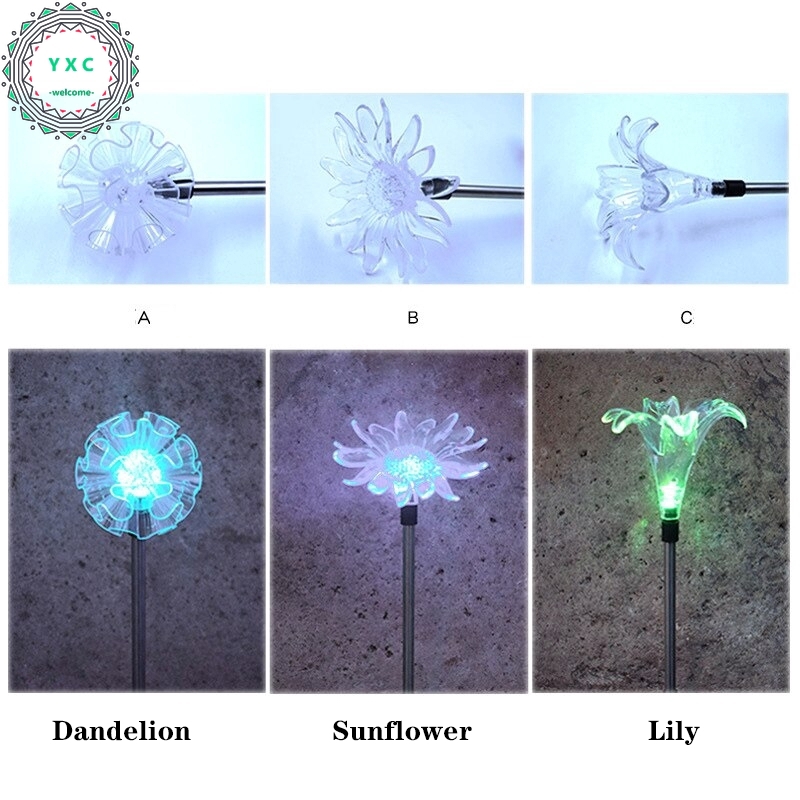 Đèn LED trang trí sân vườn năng lượng mặt trời, hoa huệ, đèn hướng dương 【YXC】