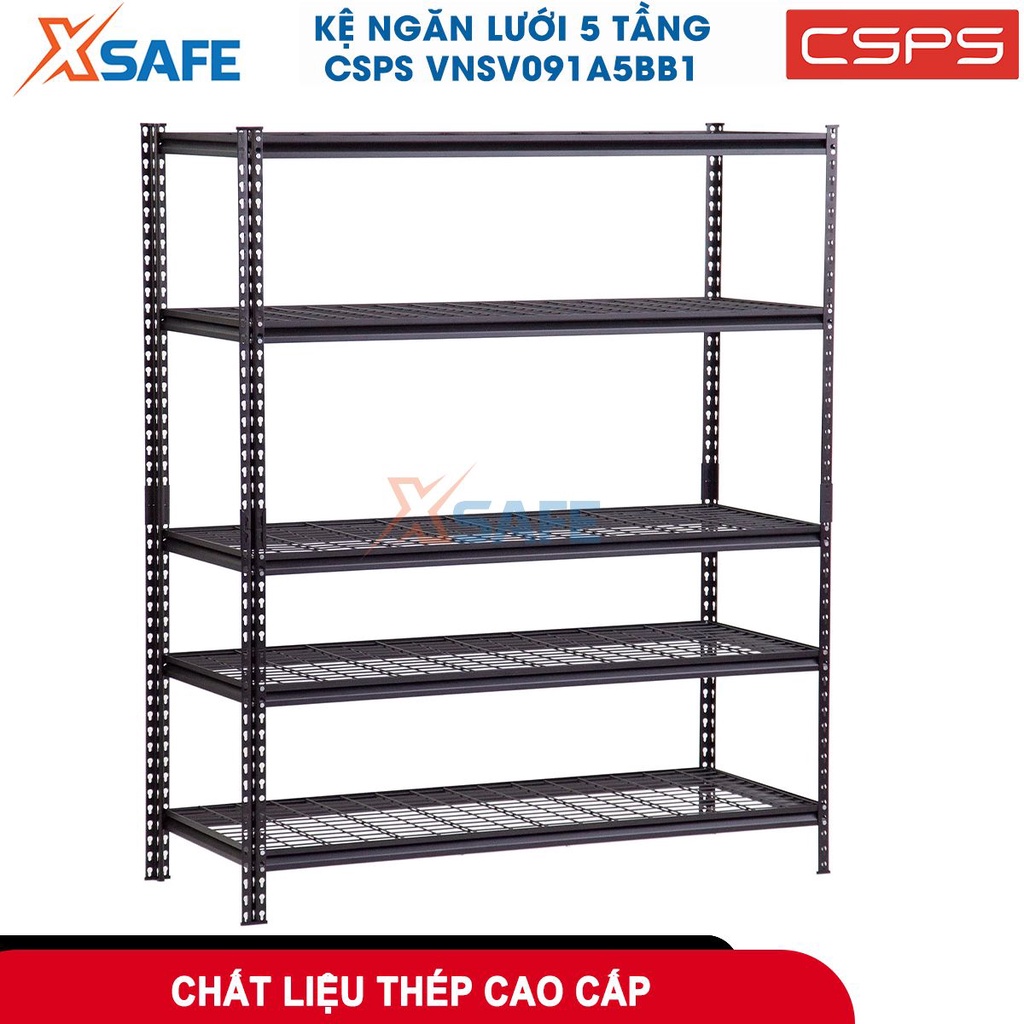 Kệ sắt 5 tầng CSPS nhiều kích thước, vách ngăn lưới đa chiều, khả năng chịu tải cao, dễ dàng tháp lắp, di chuyển