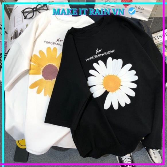 Áo thun tay lỡ Unisex HOA CÚC Make It Rain VN, Áo Phông Nam Nữ Form Rộng, có hình ảnh video thật A82 2022