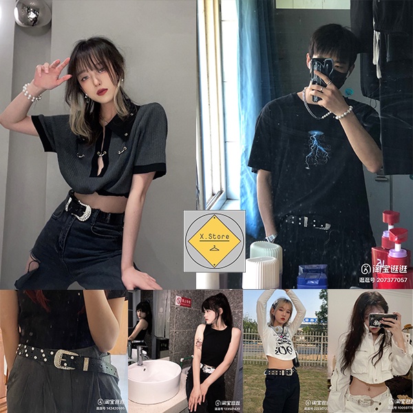 Dây thắt lưng Nữ Nam Unisex MẶT VUÔNG ulzzang 3 3.2cm- Dây nịt Nam Nữ da mặt vuông Tròn thời trang Nam nữ Hàn X.store