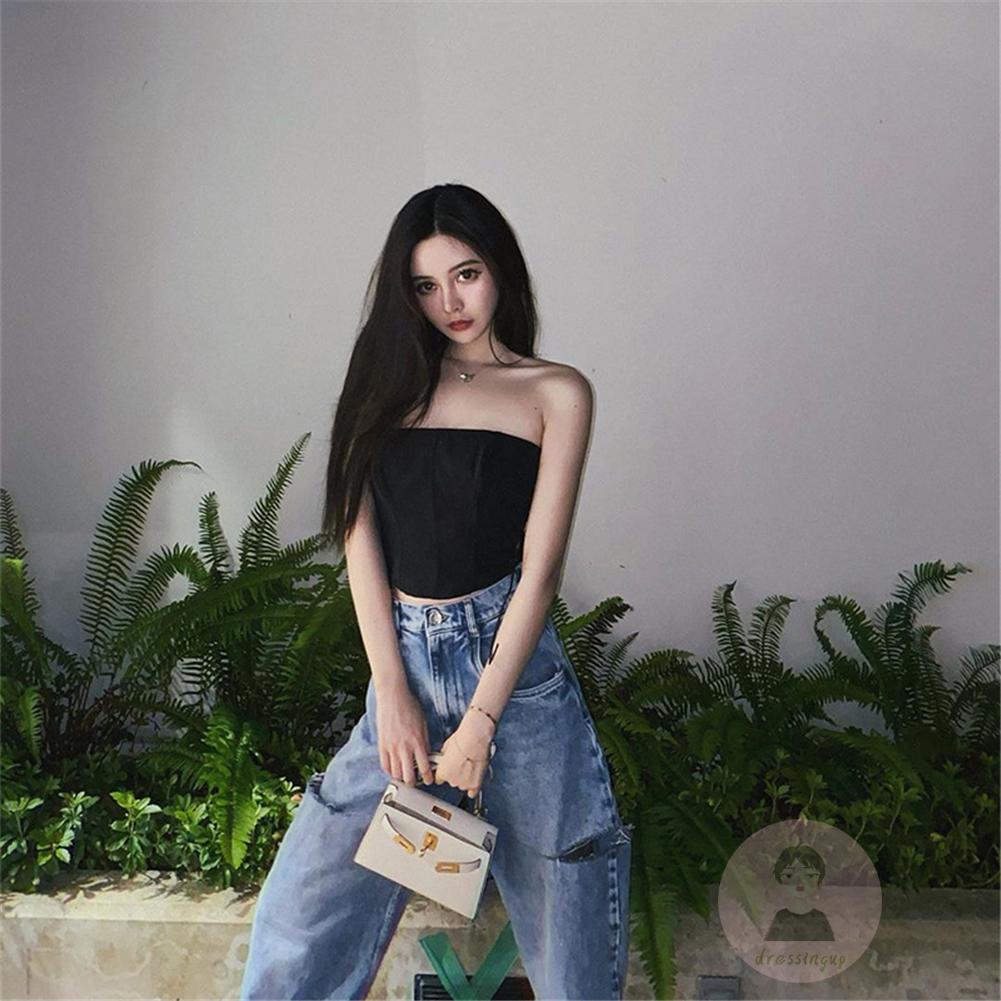 Áo Ống Màu Trơn Không Dây Dáng Ôm Thời Trang Mùa Hè Cho Nữ