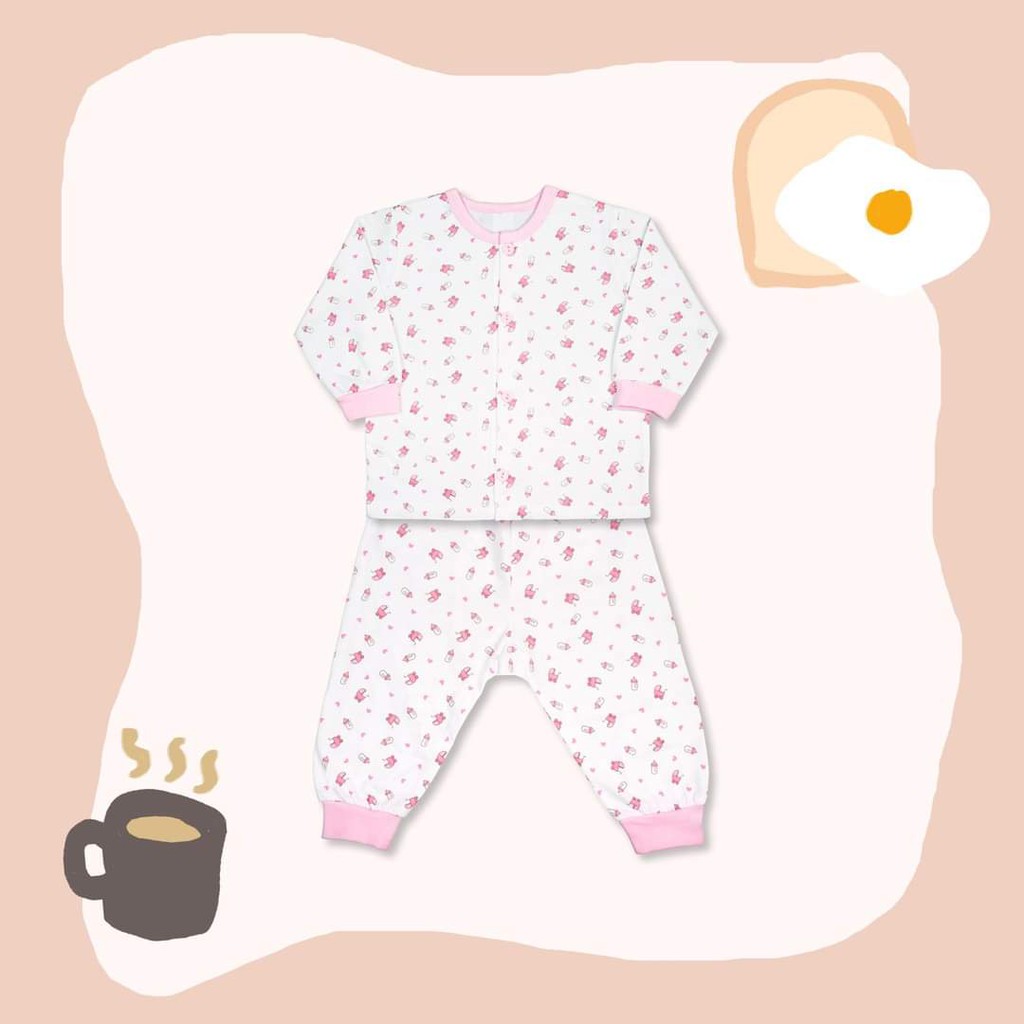 Bộ Sơ Sinh Dài Tay, Nút Giữa MIOMIO. Họa Tiết: Xe Nôi Cho  Bé Gái Bé Trai (Từ 0 - 24 Tháng), Vải Cotton