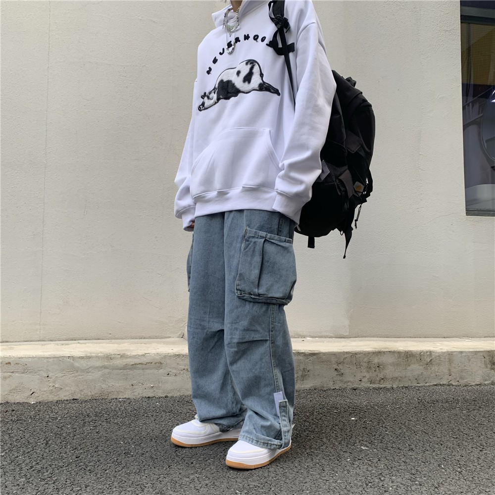 Quần jean ống suông có túi, ống rộng unisex ulzzang (hàng order không có sẵn )