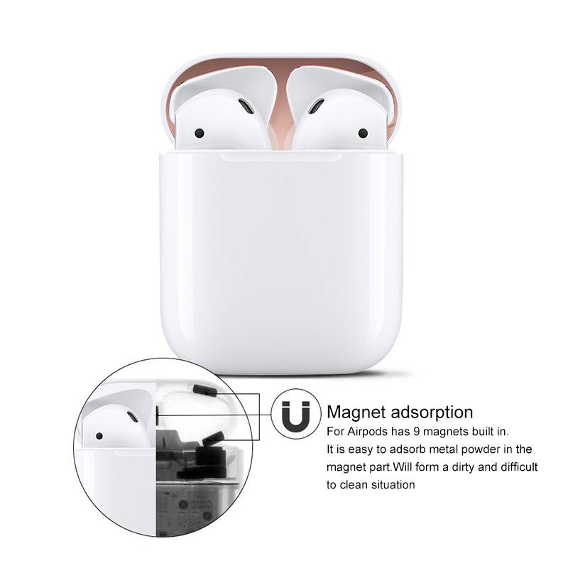 Miếng dán kim loại chống bụi bảo vệ hộp sạc tai nghe Airpods 1 2 Pro 3 chuyên dùng
