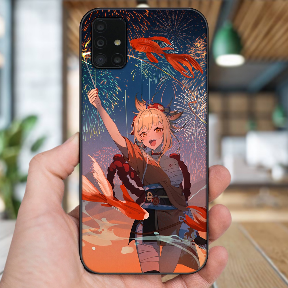 Ốp lưng Samsung A51, A71 viền đen in hình Yoimiya Genshin Impact
