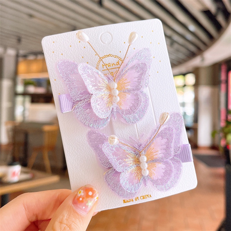 Set 2 Kẹp Tóc Hình Bướm Xinh Xắn Cho Bé Gái