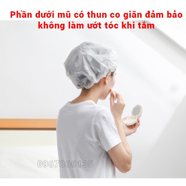 Mũ chụp tóc, chum đầu, mũ tắm chống thấm nước siêu tiện lợi khi tắm