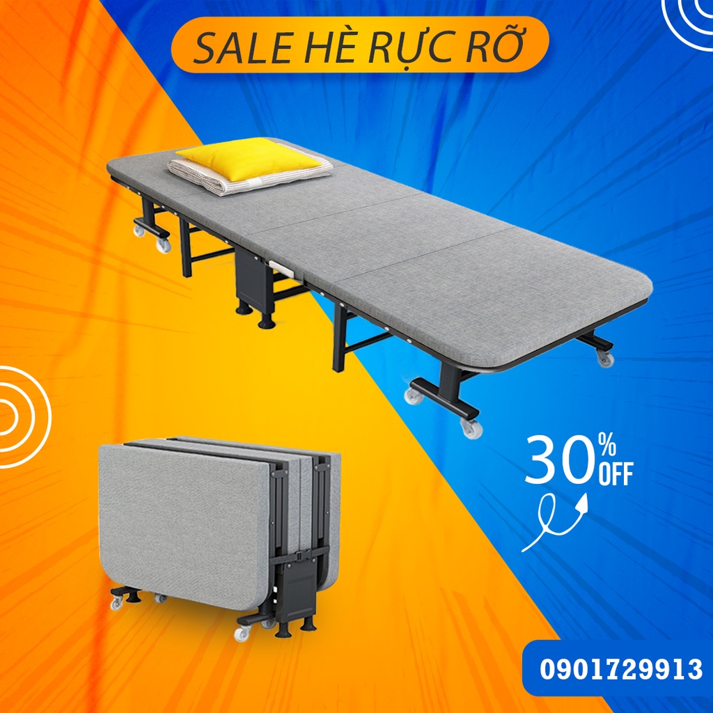 Giường xếp gấp gọn đa năng ngủ trưa, sofa, Giường gấp văn phòng 3 khúccó bánh xe, dễ dàng di chuyển