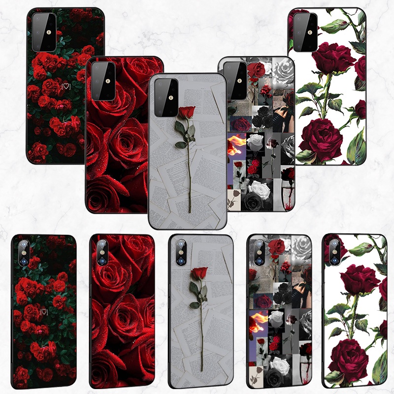 Ốp Điện Thoại Mềm Hình Hoa Hồng Đỏ GA178 Cho iPhone 7 8 7+ 8+ 6+ 6S+ XR XS Max 5 5s