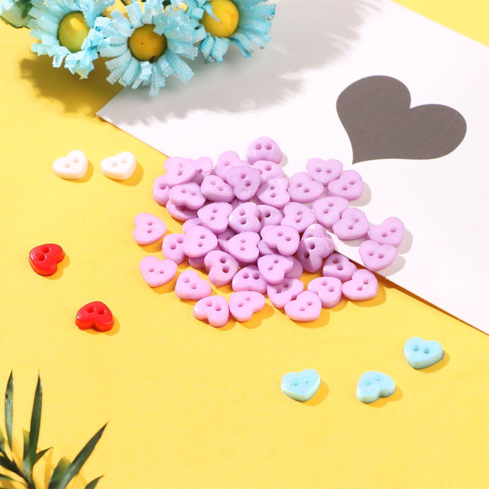 NIUYOU Set 50 Nút Nhựa Hình Trái Tim 6mm Trang Trí Đồ Chơi Búp Bê