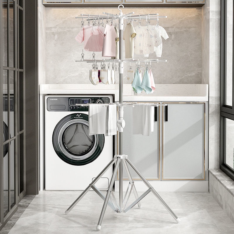 Cây sào phơi đồ inox thông minh gấp gọn đa năng 3 tầng, treo đồ cho trẻ em, bé sơ sinh