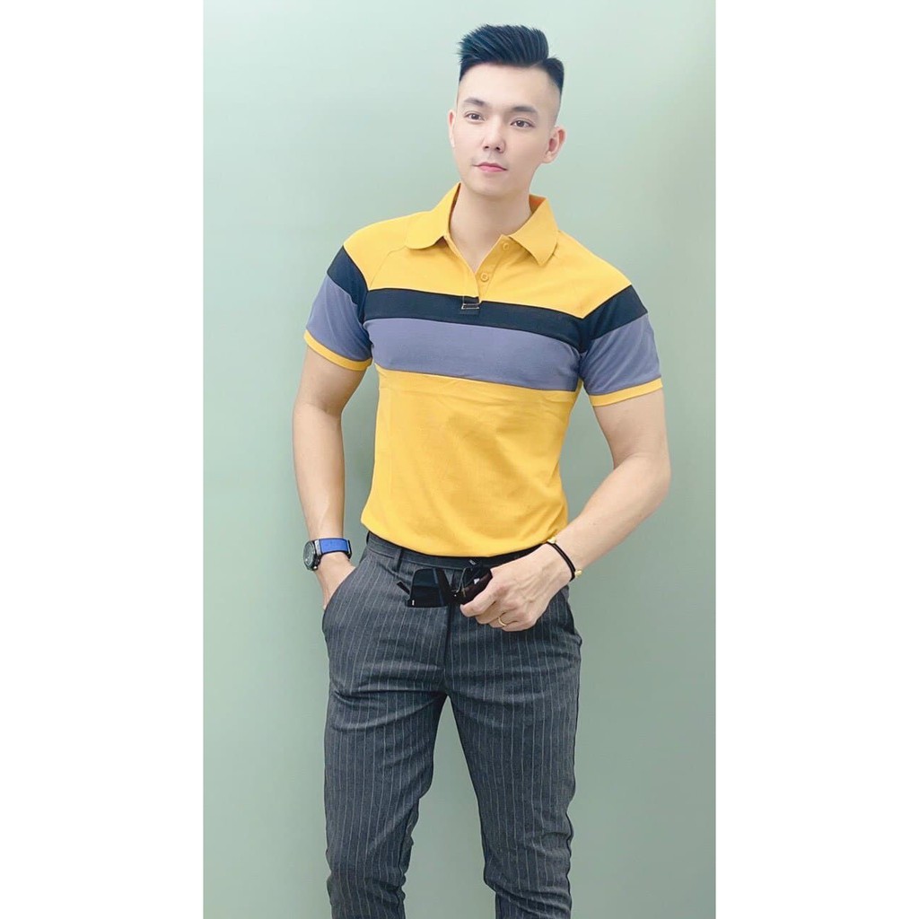 Áo Polo Nam Áo Lacoste Slim Fit Ngắn Tay Cổ Phối Màu Hot Tren Dáng Body Ôm Gọn Cơ thể