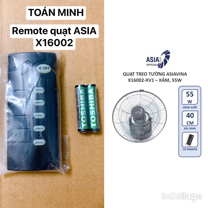 REMOTE X16002 ĐIỀU KHIỂN QUẠT TRẦN ĐẢO ASIA X16002