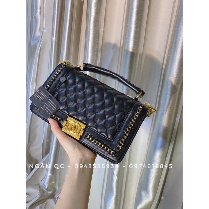 Chanel boy viền xích kèm box bill