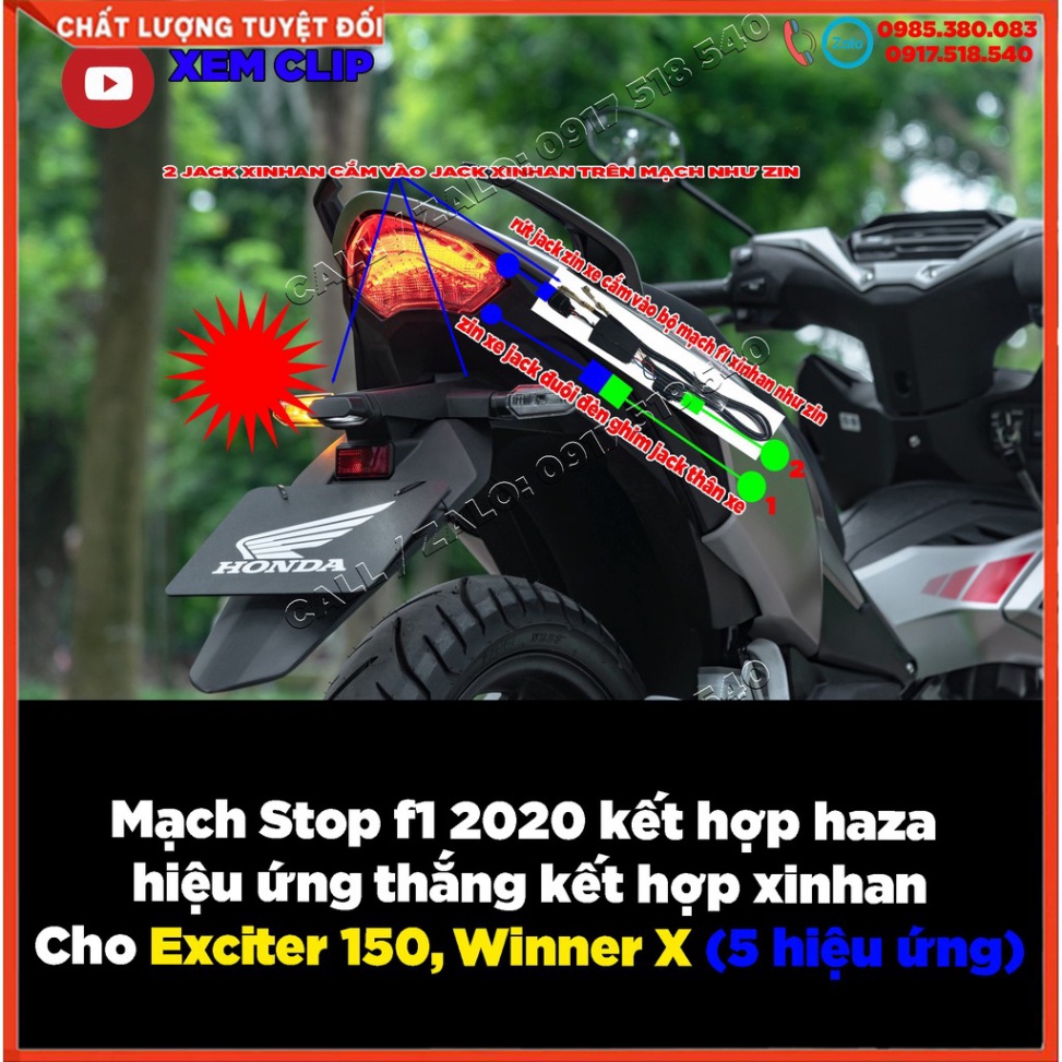 Mạch Stop f1 2020 kết hợp haza- xin vượt- xinhan Cho Exciter 150, Winner X  - xem clip