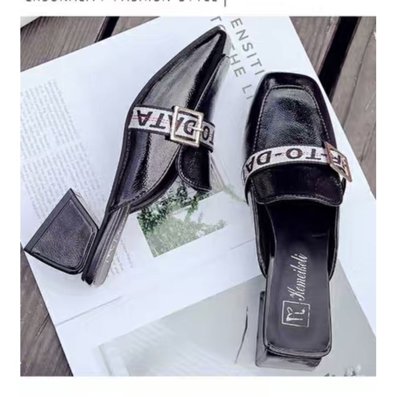 Hài sục da L1 gót 6cm⚡️ANDU STORE⚡️