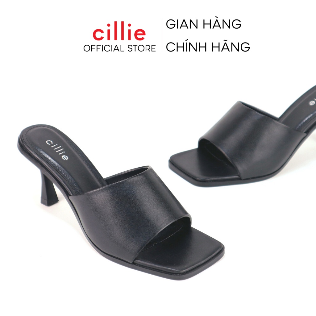 Guốc nữ quai ngang kiểu dáng basic gót vuông thanh mảnh cao 7cm tôn dáng dạo phố đi chơi Cillie 1137