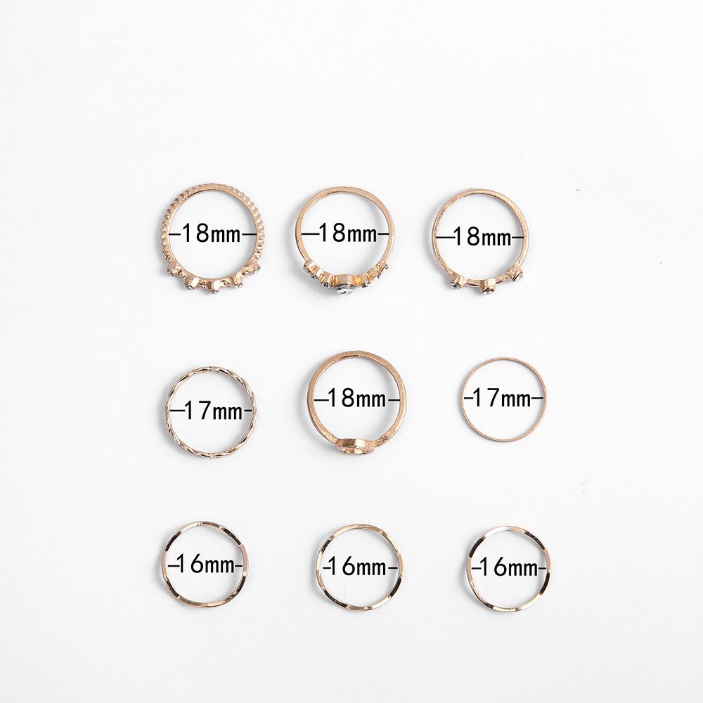 Set 9 Nhẫn Đeo Ngón Tay Nhiều Màu Hình Trái Tim Phong Cách Hàn Quốc Cho Nữ