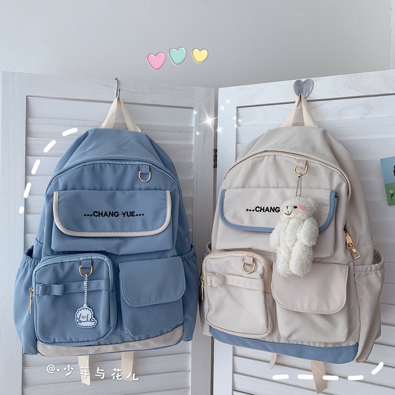 (SẴN) BALO ULzzang hàn quốc, balo vải canvas, balo học sinh tặng kèm móc khóa BL1105