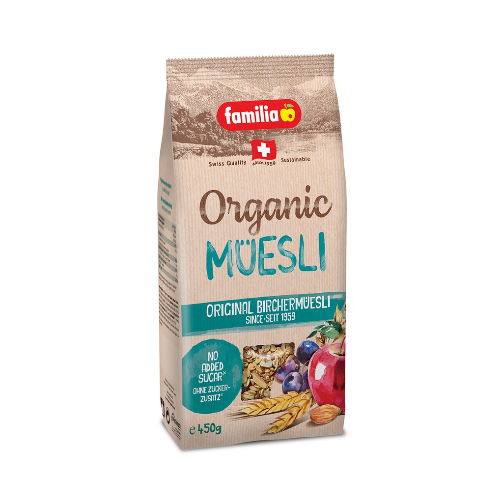 Ngũ cốc sạch hỗn hợp các loại hạt hữu cơ Original Bircher Muesli 450g hiệu Familia