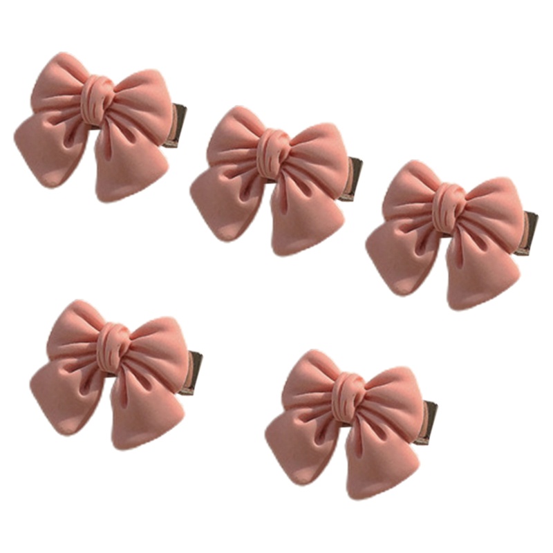 Set 5 Kẹp Tóc Hình Trái Tim / Hoa Trà / Trái Tim Màu Hồng Ngọt Ngào