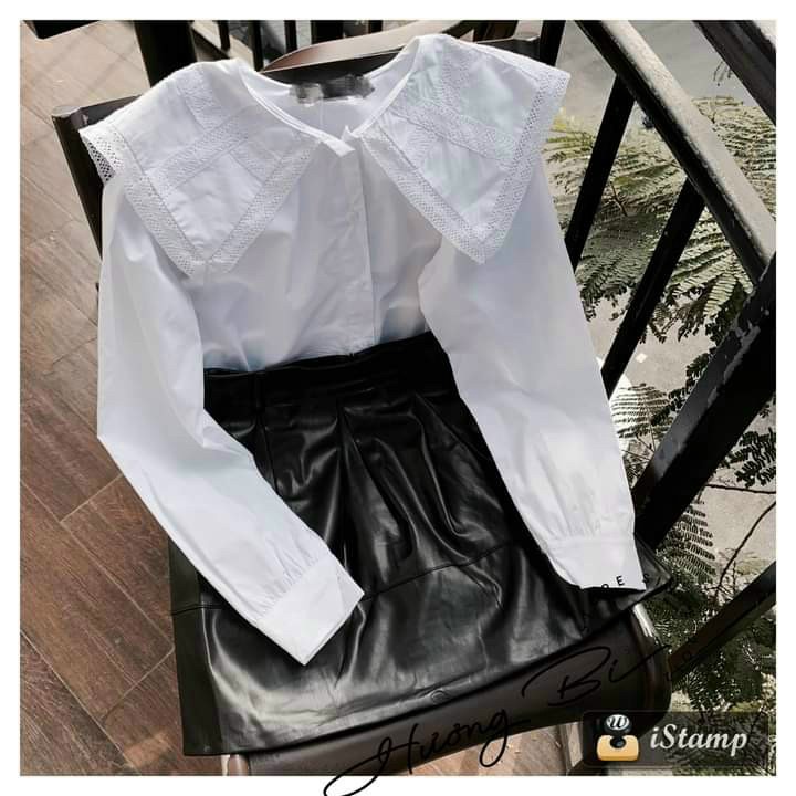 (Mẫu Mới) Sơ Mi Cổ Nhọn Phối Ren Siêu Dễ Thương UP HHP