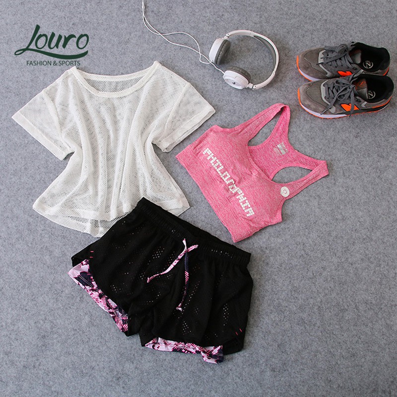 Sét bộ tập gym nữ 3 món Louro SE15, trọn bộ quần áo tập gym nữ thời trang, chất vải đẹp, phù hợp tập gym, yoga, zumba