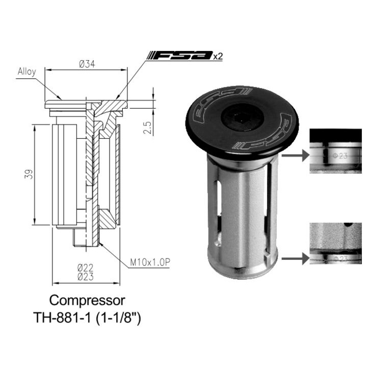 Bông phuộc, bông mai khoá phuộc carbon hiệu FSA COMPRESSOR