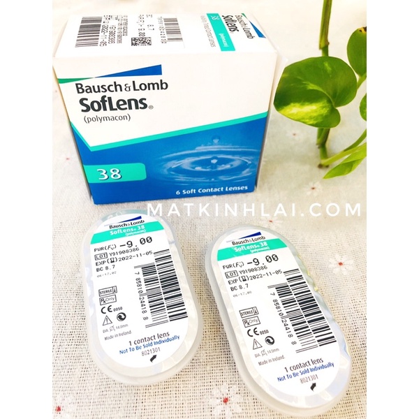 Tặng ngâm (8.7/14.0) Kính áp tròng 3 tháng cận &gt;9 Bausch &amp; Lomb Soflens 38 (Usa)