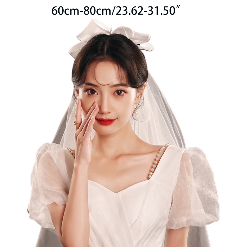 Mạng Che Mặt 2 Tầng Vải Tuyn Trắng Trang Trí Đám Cưới