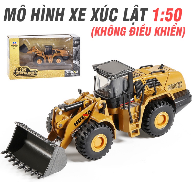 Xe xúc lật mô hình xe công trình đồ chơi trẻ em 1:50 bằng hợp kim nhựa (xe không có điều khiển)