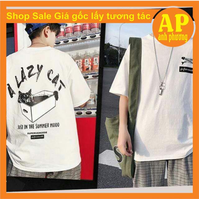 Áo phông alazy cat🔦Áo thun chất cotton mềm mịn🔦form thụng tay lỡ🔦kieerudangs unisex🔦dành cho nam và nữ