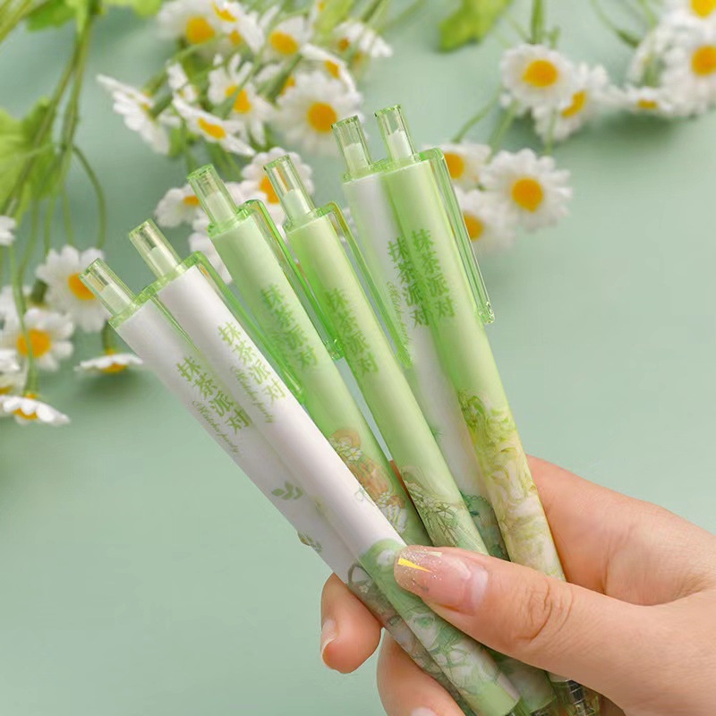 Set 6 Bút Mực Gel Dạng Bấm Thiết Kế Dễ Thương Cho Nữ