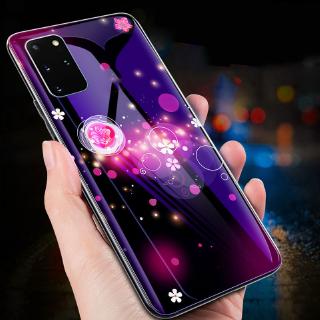 Ốp điện thoại kính tia Blue-ray bảo vệ in hình hoa cho Samsung Galaxy S20+ S20 Plus