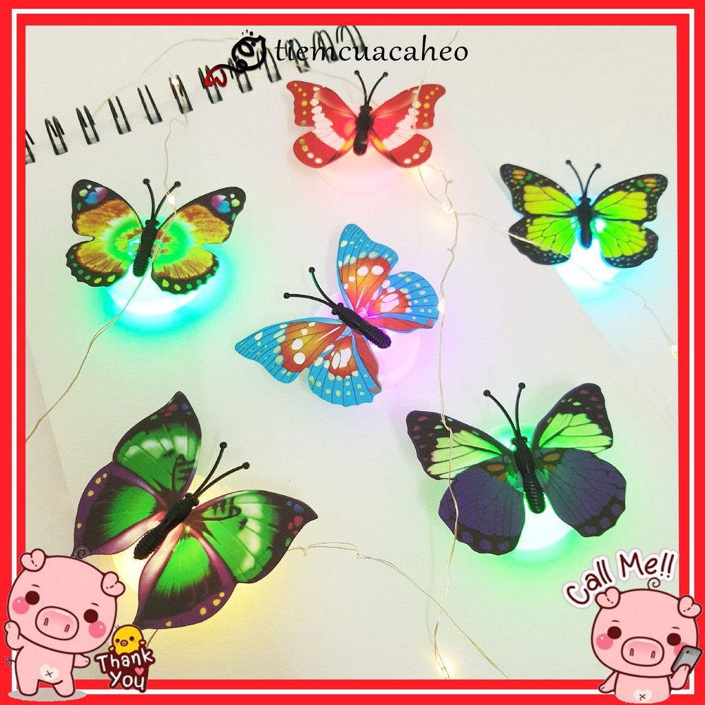 Đèn con Bươm Bướm Dán tường cute đổi màu, thiết kế decor phòng ngủ, phòng khách