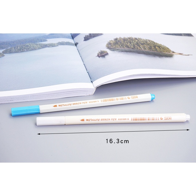 Bút brush viết calligraphy - viết sổ Bullet Journal STA nhiều màu sắc