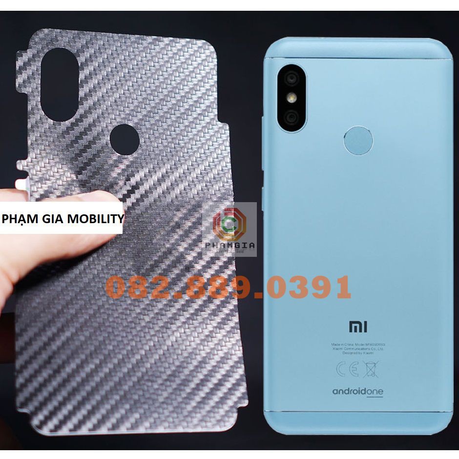 Miếng dán mặt lưng skin carbon Xiaomi Redmi 6/ 6A/ 6 Pro