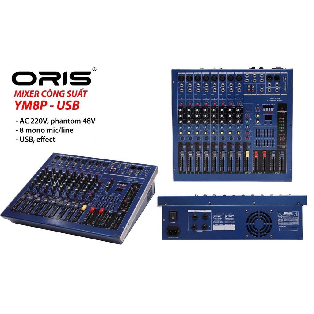 Bàn Mixer tích hợp công suất Oris YM8P-USB