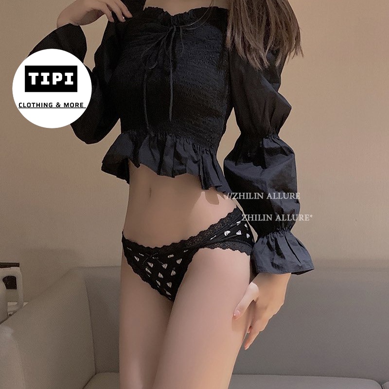 Quần lót thun cotton hoạ tiết viền ren Xishin B1-05