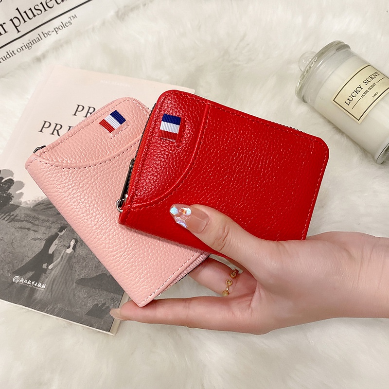 Ví Gập Ngắn 2022 Ngăn Đựng Thẻ Và Tiền Xu Có Khóa Kéo Màu Bạc Cho Nữ