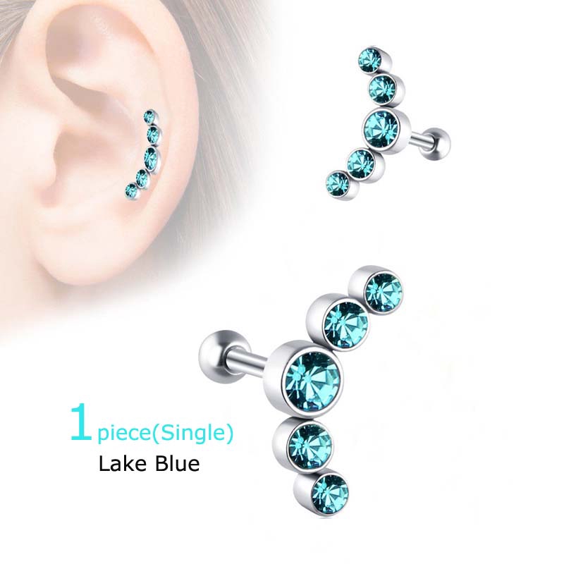 1 Nhẫn Xỏ Sụn Tai Bằng Thép Không Gỉ Đính Đá Pha Lê 16G