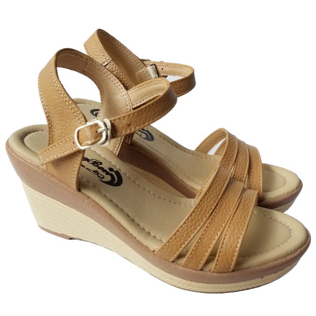 Giày sandal xuồng da bò thật cao 7 cm BIGGBEN HKD365