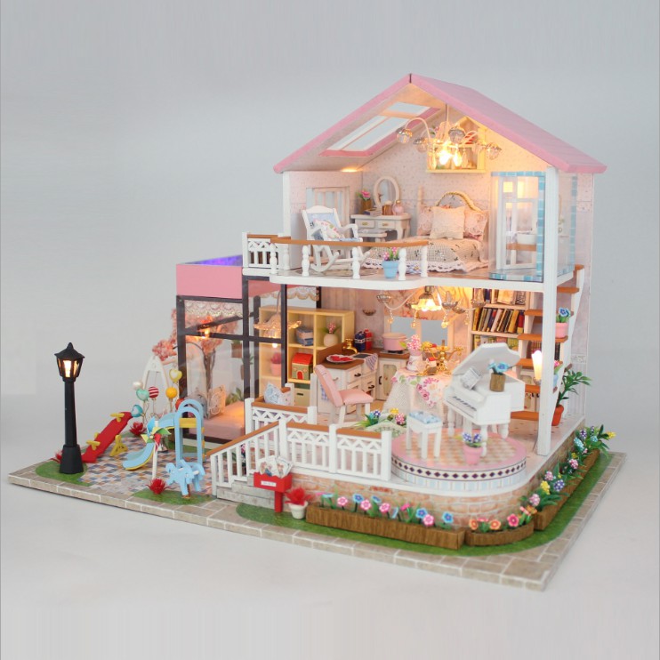 Mô hình nhà DIY Doll House Sweet Words Kèm Mica Chống bụi, Bộ dụng cụ và Keo dán