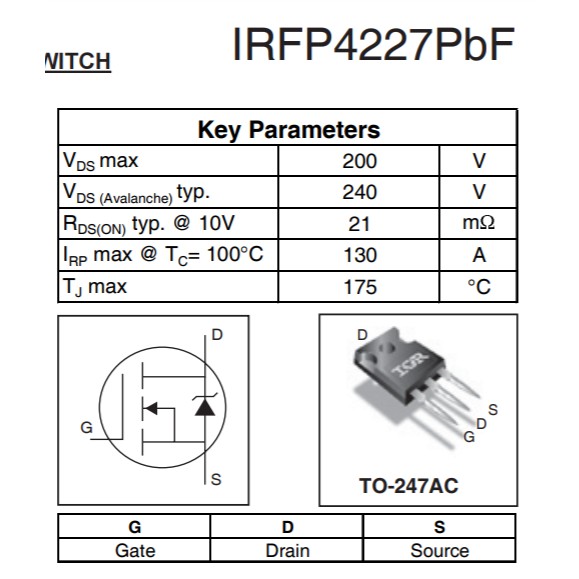 Mosfet IRFP4227 hàng tháo máy