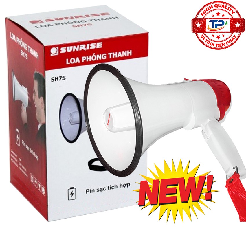 Loa phóng thanh cầm tay Sunrise SH-7S ( SH7S ) có THU ÂM và PIN SẠC phiên bản 2019