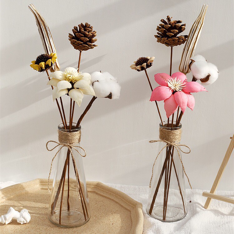 Lọ hoa thuỷ tinh tam giác - Bình hoa cắm hoa khô decor phòng ngủ, phòng khách - DaiSy Decor