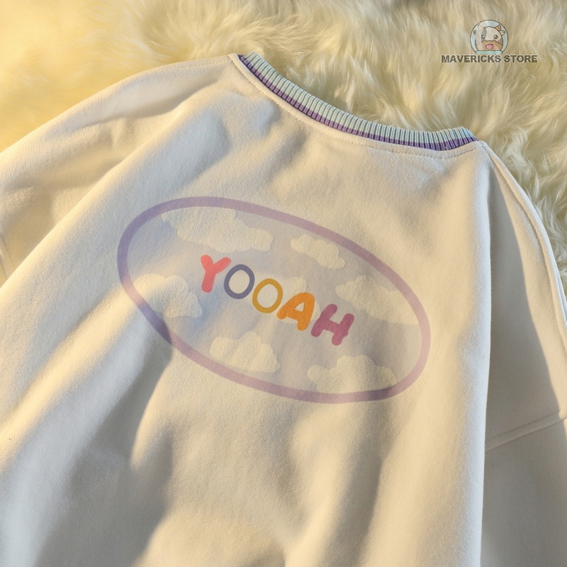 Áo sweater tay dài dáng rộng in hình gấu dễ thương phong cách Hàn Quốc thời trang cho nữ