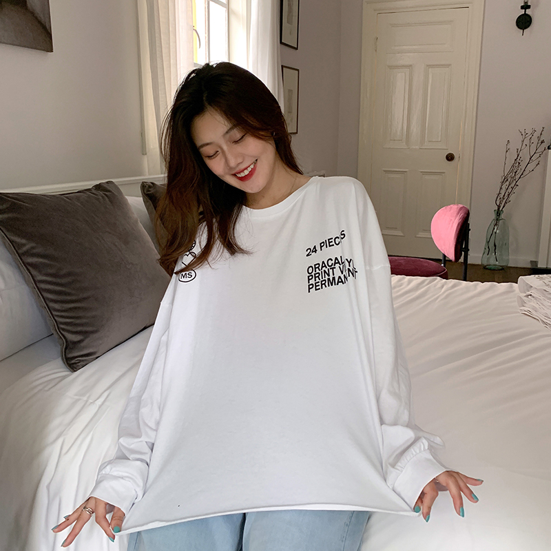 SUXI Áo Thun Tay Dài Dáng Rộng In Họa Tiết Thời Trang Mùa Thu Cho Nữ